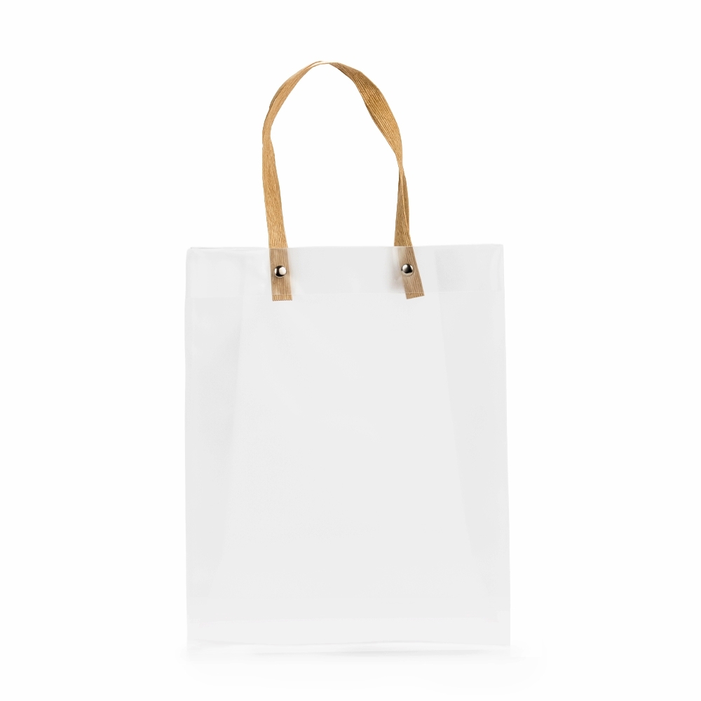 Sacola plástica na cor Transparente, personalizada com a logo da empresa