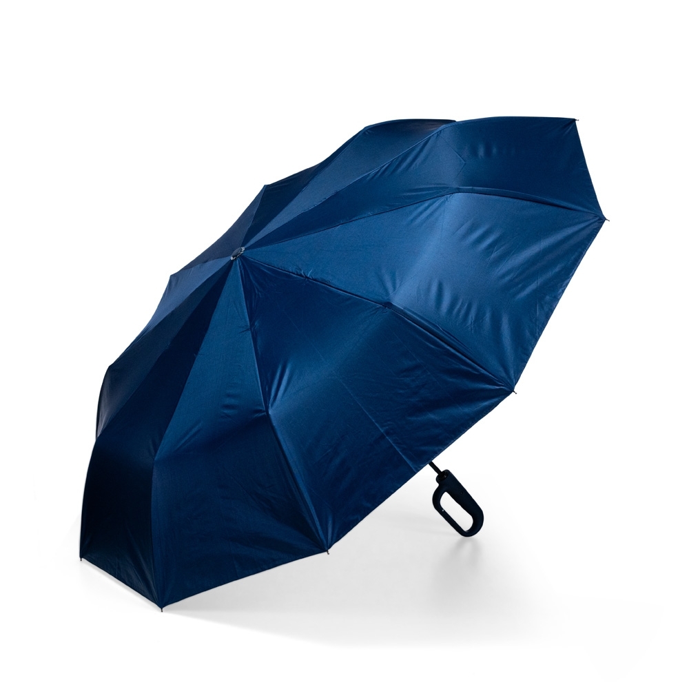 Guarda-chuva automático dobrável com 10 varetas e cabo mosquetão personalizado com a logo da empresa
