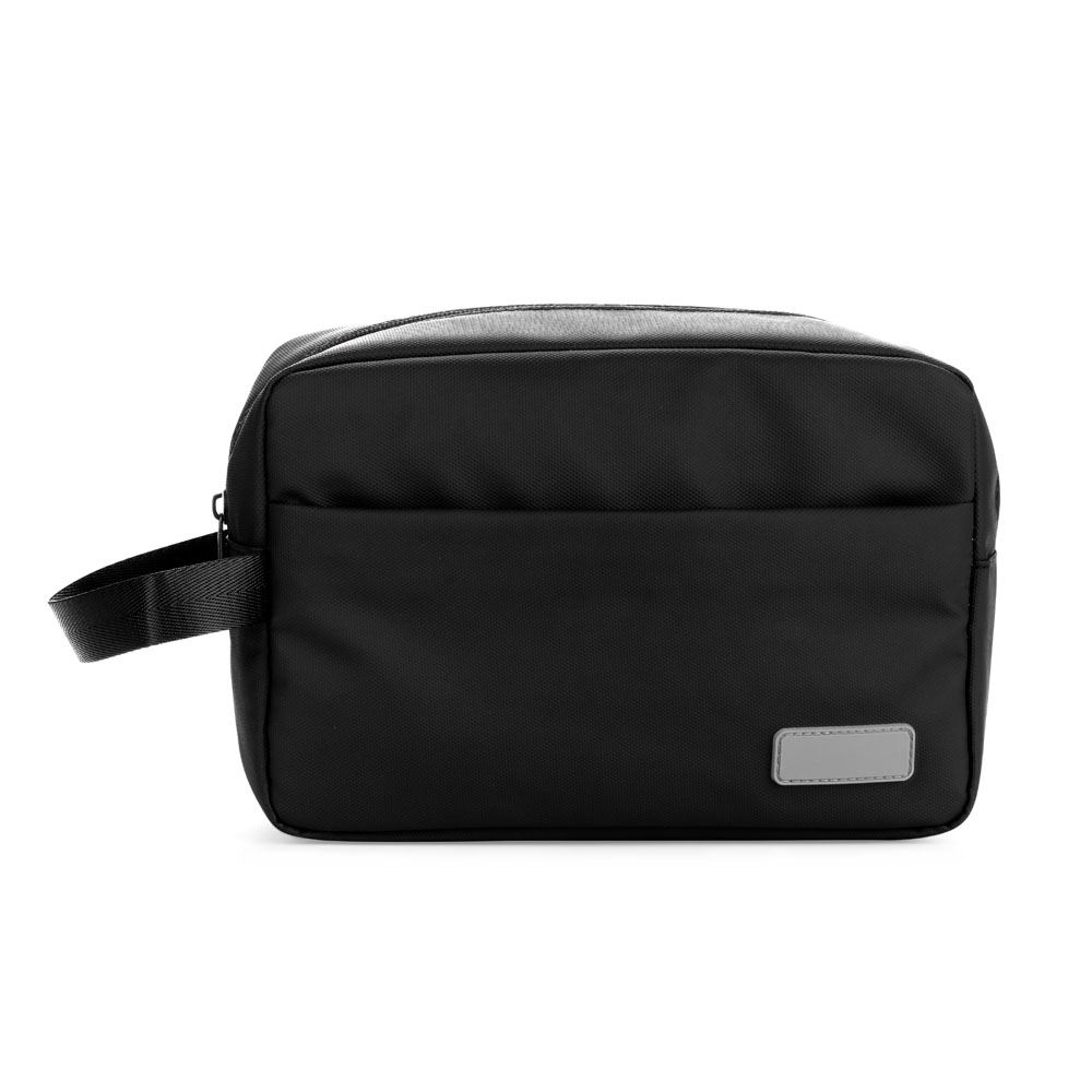 Nécessaire PU impermeável com visor na cor Preto, personalizada com a logo da empresa