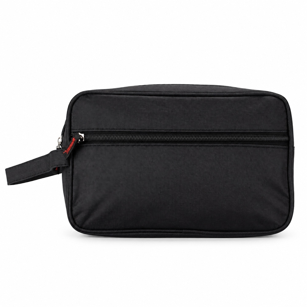 Nécessaire oxford impermeável com 2 compartimentos na cor Preto, personalizada com a logo da empresa