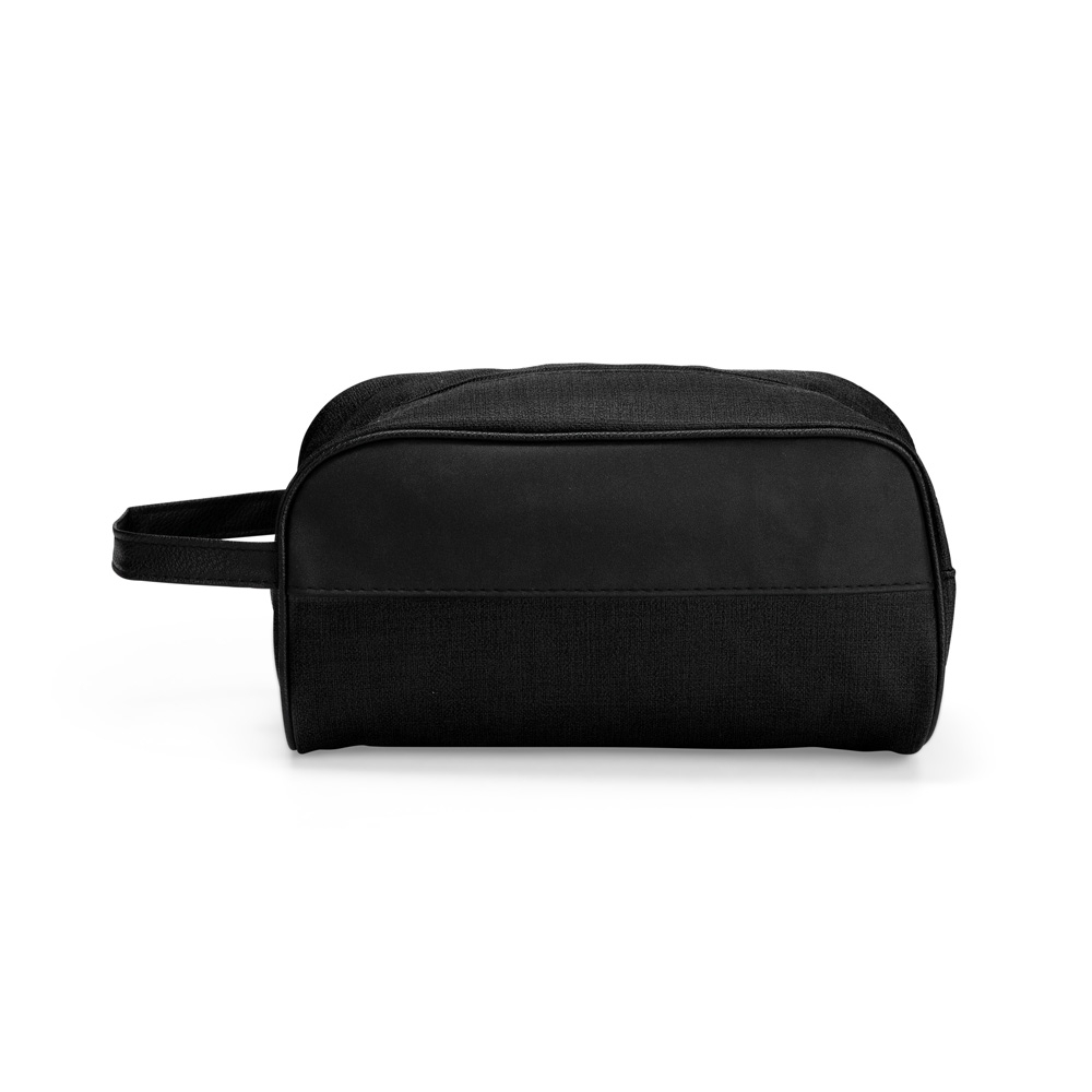 Nécessaire PU impermeável (14 x 26 x 12 cm) na cor Preto, personalizada com a logo da empresa