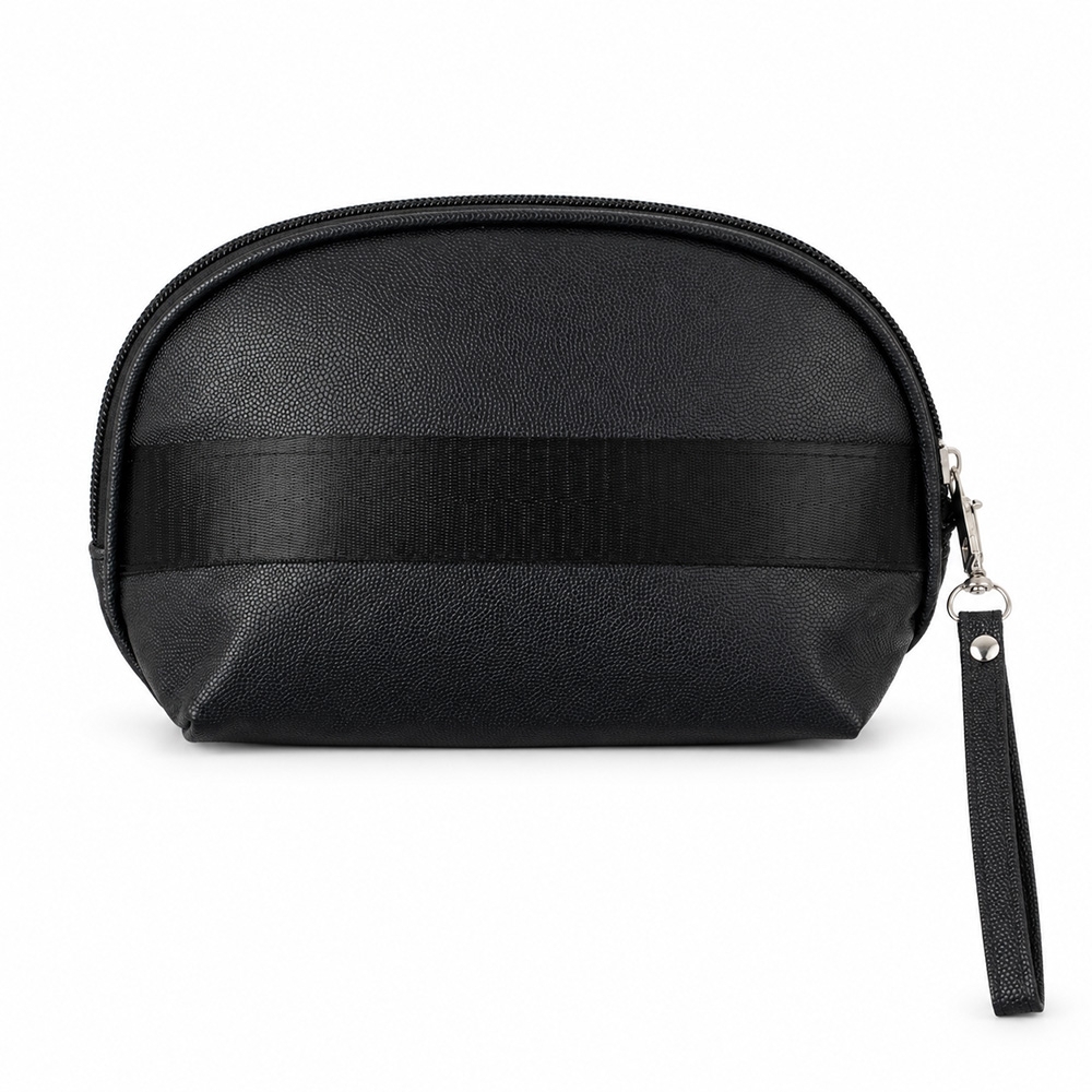 Nécessaire PU impermeável na cor Preto, personalizada com a logo da empresa