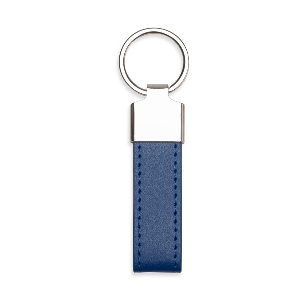 Chaveiro de metal com aba reta de PU personalizado com a logo da empresa