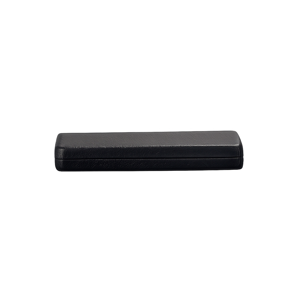 Estojo de PU para óculos na cor Preto, personalizado com a logo da empresa