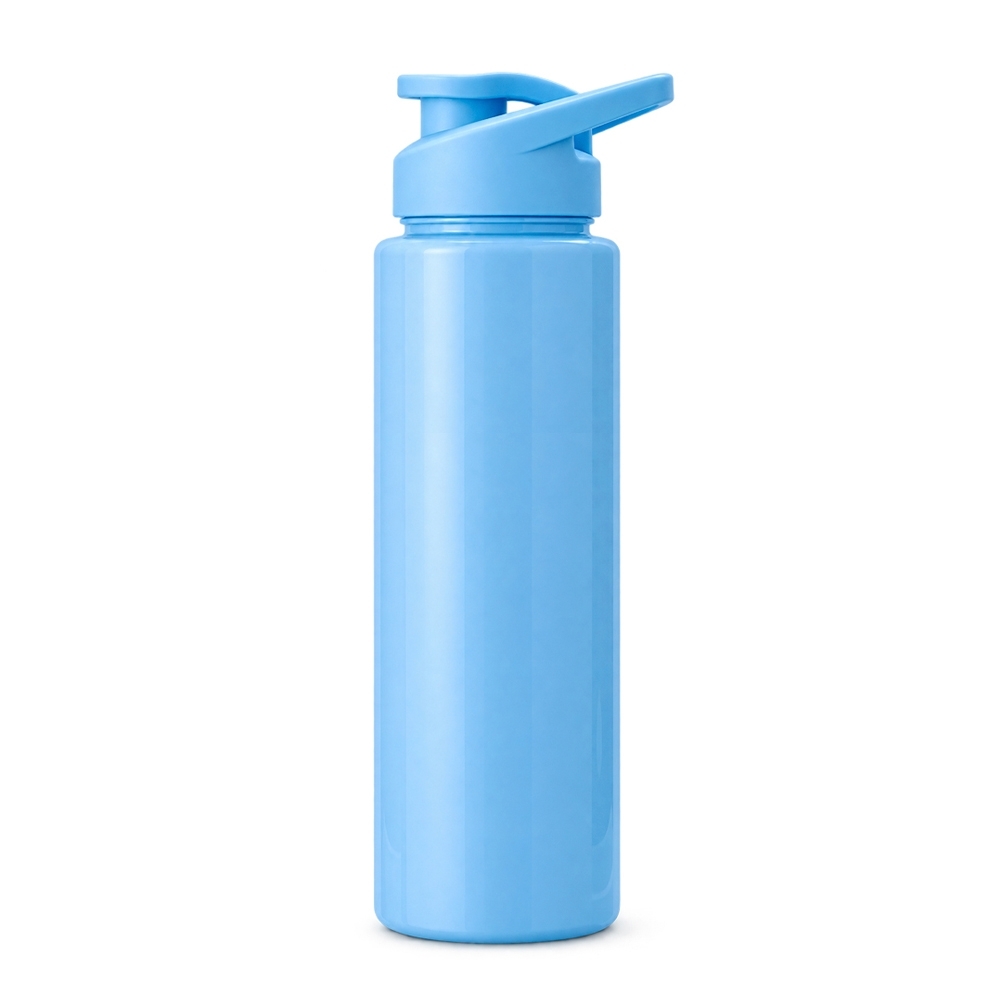 Squeeze plástico 850 ml opaco sem BPA com alça na cor Azul, personalizado com a logo da empresa