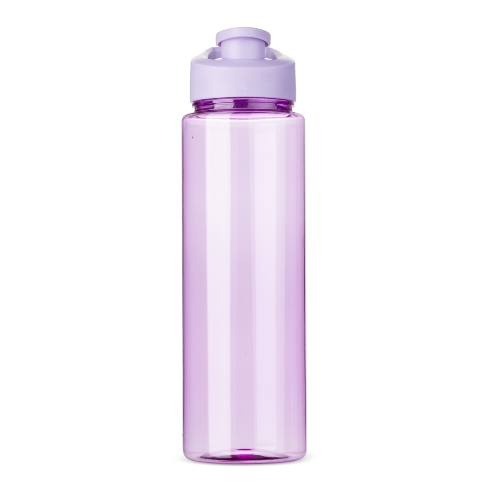 Squeeze plástico 850 ml translúcido sem BPA com alça personalizado com a logo da empresa, na cor roxo