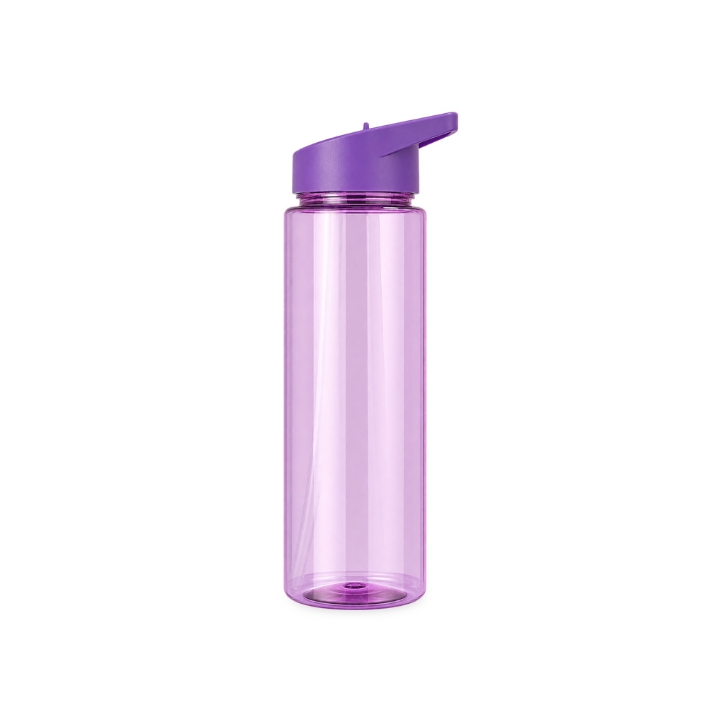 Squeeze plástico 800 ml com canudo e alça personalizado com a logo da empresa, na cor roxo