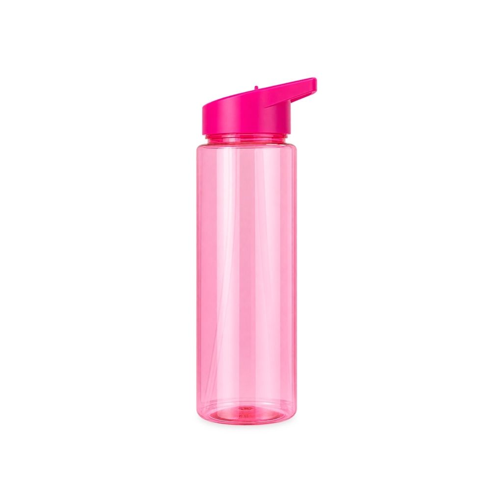 Squeeze plástico 800 ml com canudo e alça personalizado com a logo da empresa, na cor rosa escuro