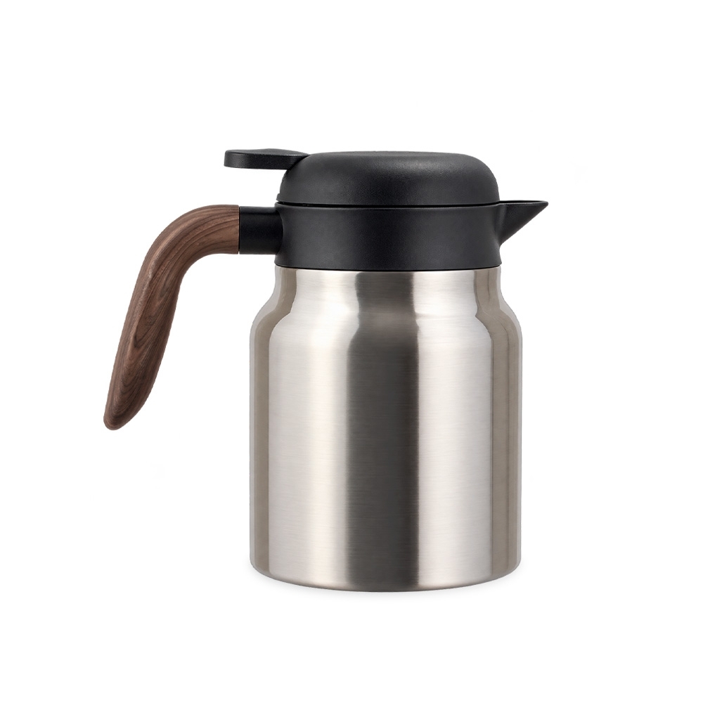 Chaleira térmica 1 litro personalizada com a logo da empresa, na cor inox / preto
