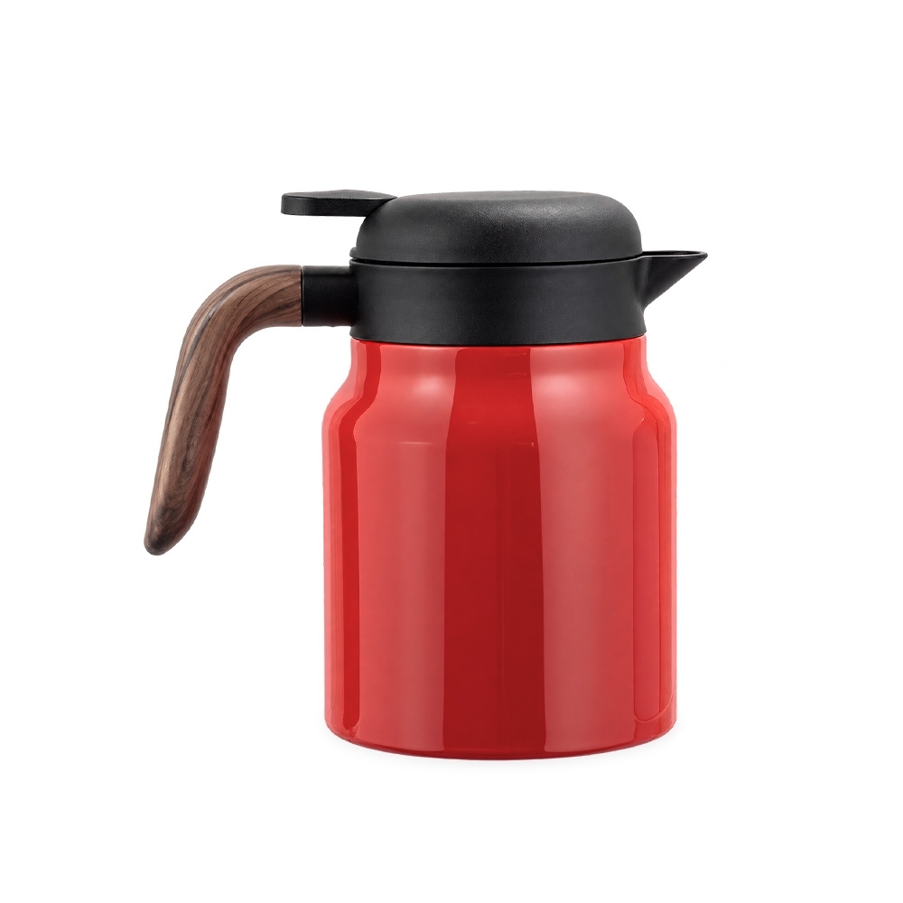 Chaleira térmica 1 litro personalizada com a logo da empresa, na cor vermelho / preto