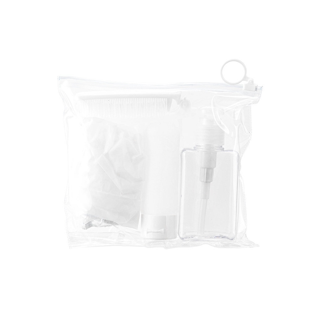 Kit viagem 4 peças na cor Branco / Transparente, personalizado com a logo da empresa