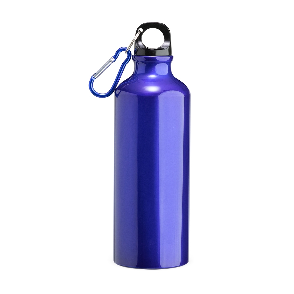 Squeeze de alumínio 500 ml personalizado com a logo da empresa, na cor azul / preto