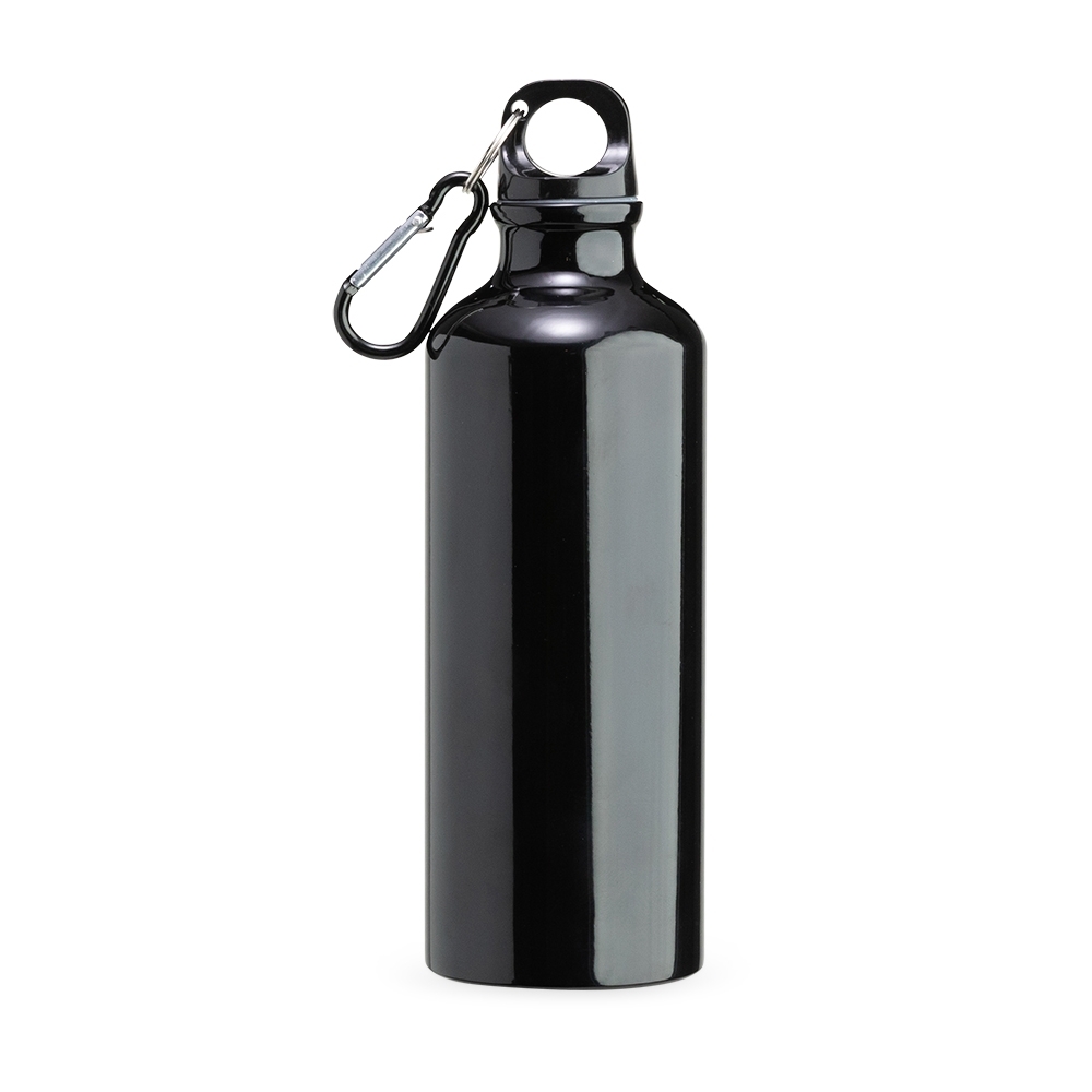 Squeeze de alumínio 500 ml na cor Preto, personalizado com a logo da empresa