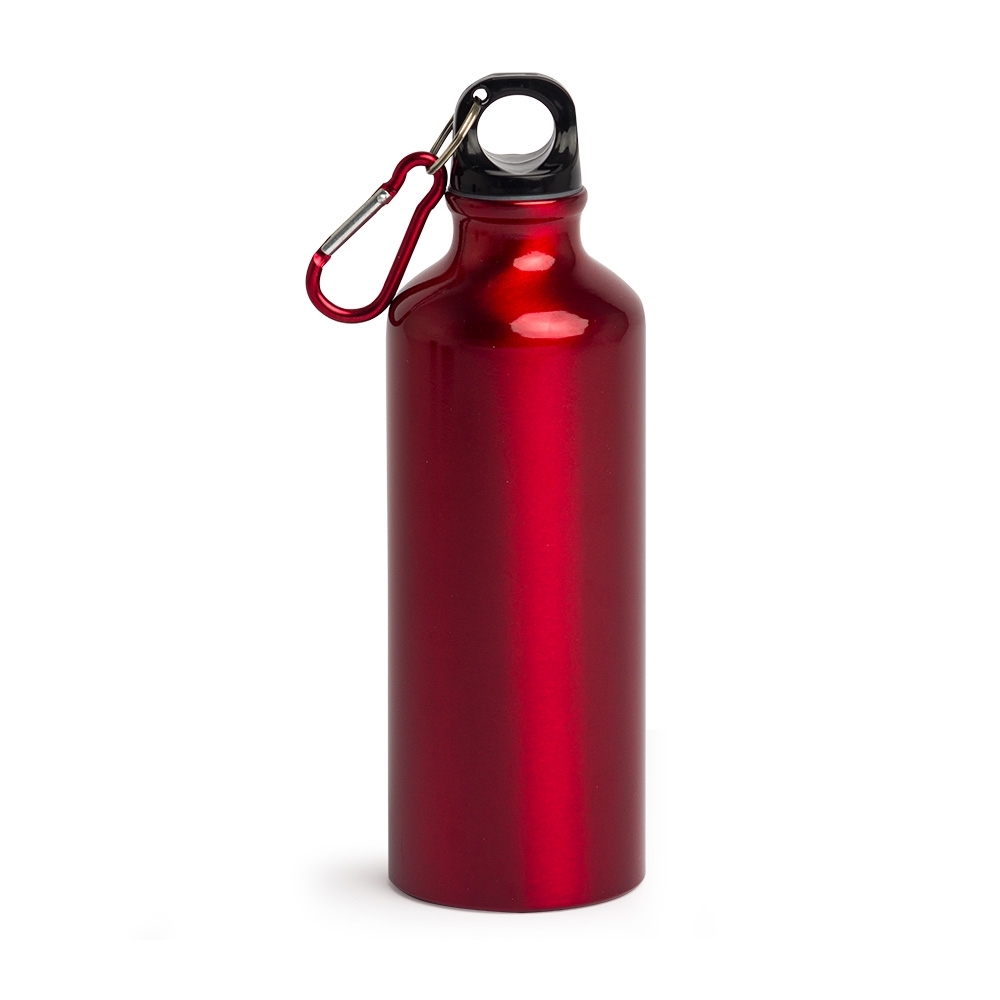 Squeeze de alumínio 500 ml personalizado com a logo da empresa, na cor vermelho / preto