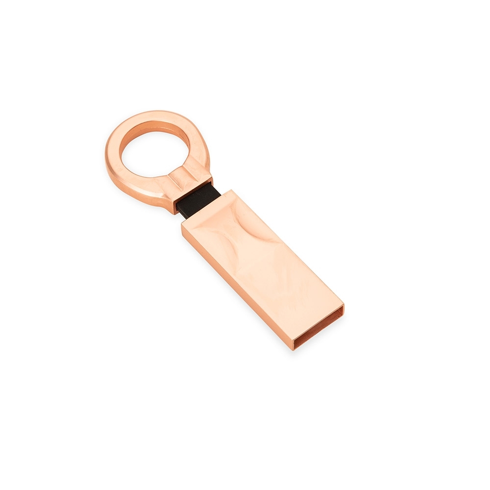 Carcaça do pendrive 070 de alumínio na cor Champanhe, personalizada com a logo da empresa