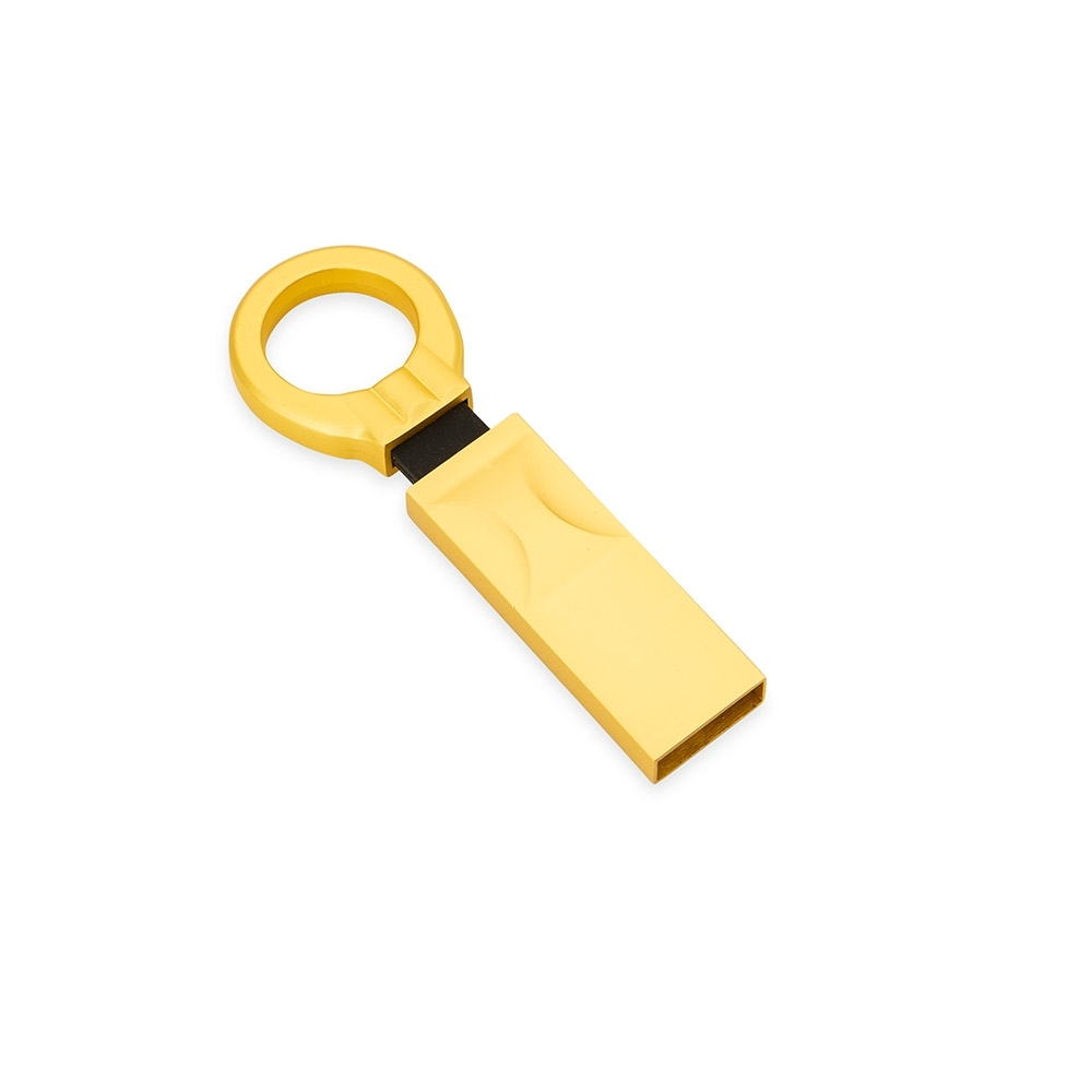 Carcaça do pendrive 070 de alumínio personalizada com a logo da empresa, na cor dourado