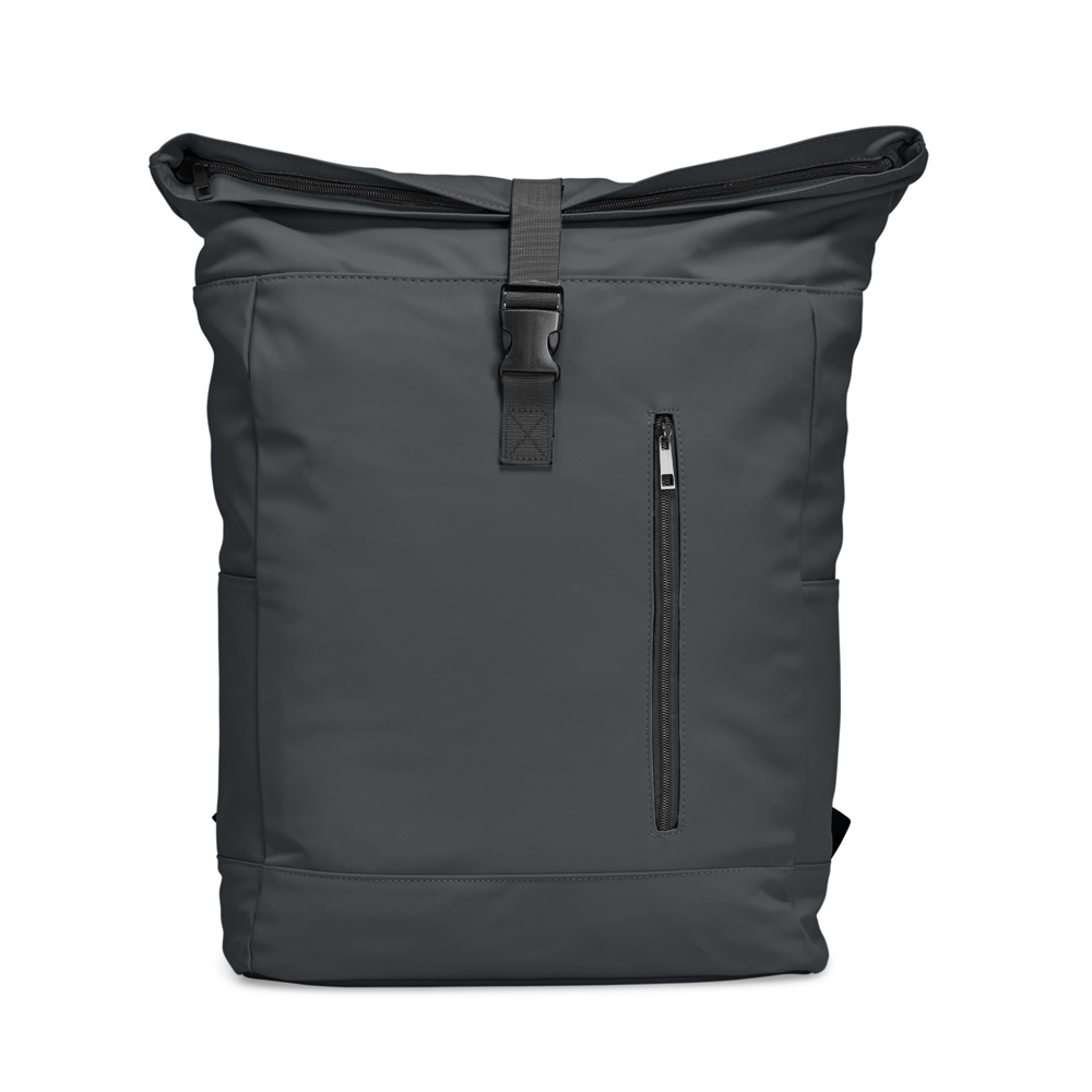 Mochila de couro sintético 47 litros para notebook na cor Preto, personalizada com a logo da empresa