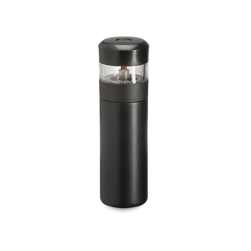 Garrafa térmica 350 ml de inox com infusor na cor Preto, personalizada com a logo da empresa