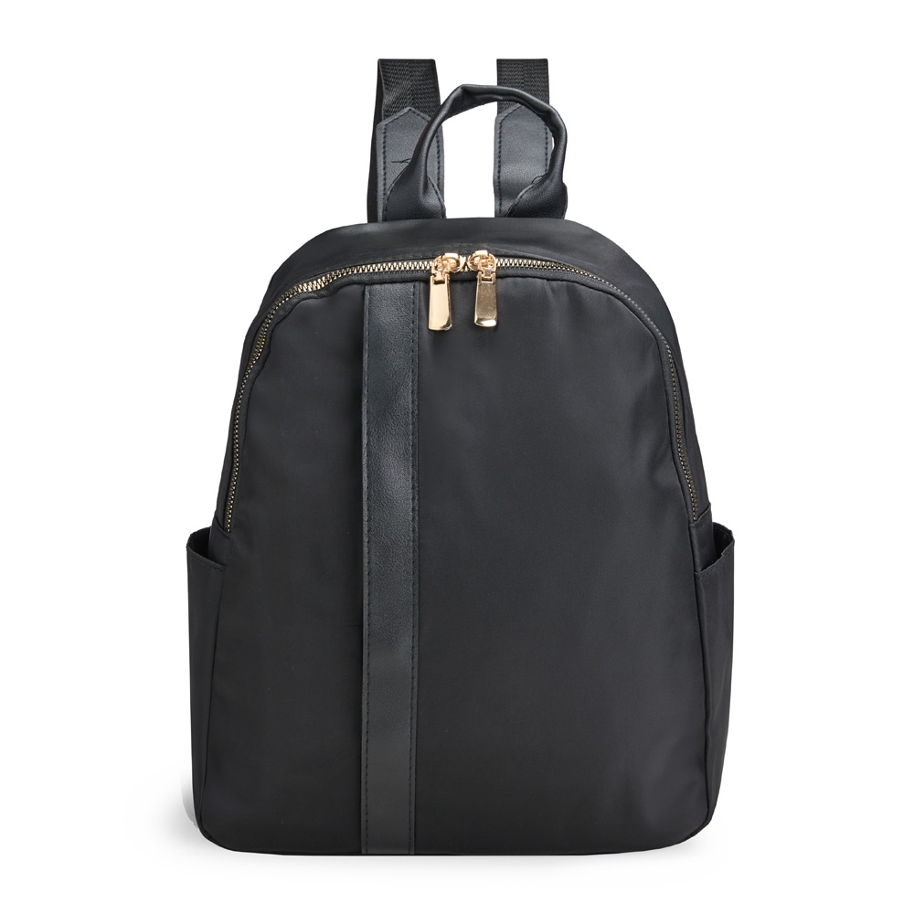 Mochila feminina oxford 11 litros na cor Preto / Dourado, personalizada com a logo da empresa