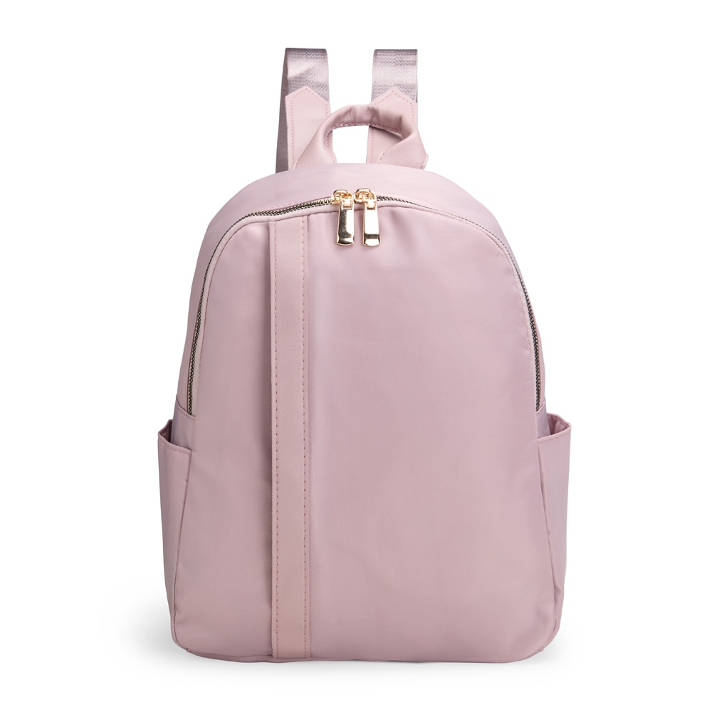 Mochila feminina oxford 11 litros personalizada com a logo da empresa, na cor rosa / dourado