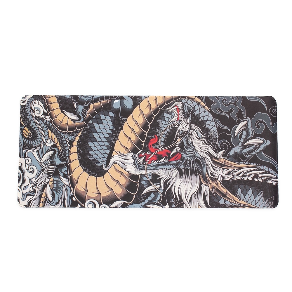 Desk pad de poliéster 68,5 x 30 cm com estampa de dragão personalizado com a logo da empresa