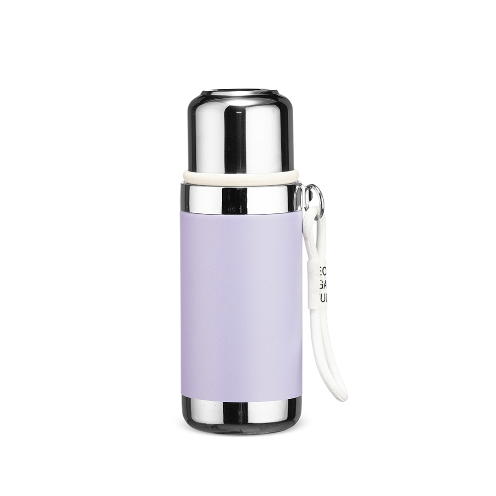 Garrafa térmica 550 ml personalizada com a logo da empresa, na cor lilás