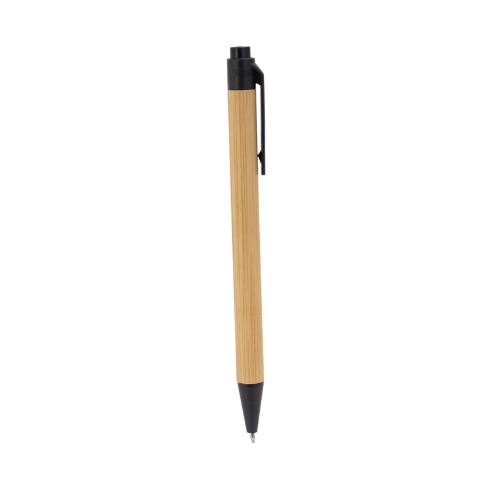 Caneta ecológica kraft na cor Preto, personalizada com a logo da empresa