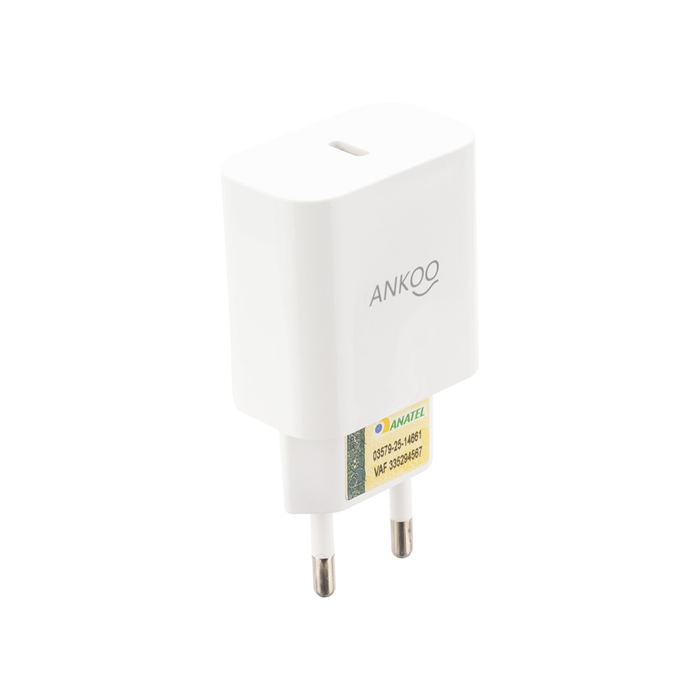 Carregador USB-C 20 W ankoo personalizado com a logo da empresa