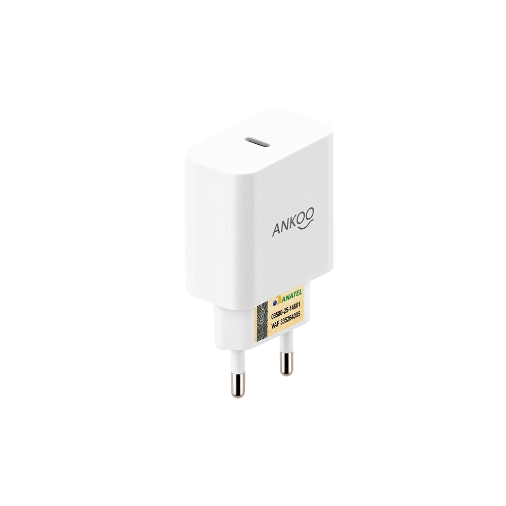 Carregador USB-C power delivery 25 W ankoo na cor Branco, personalizado com a logo da empresa