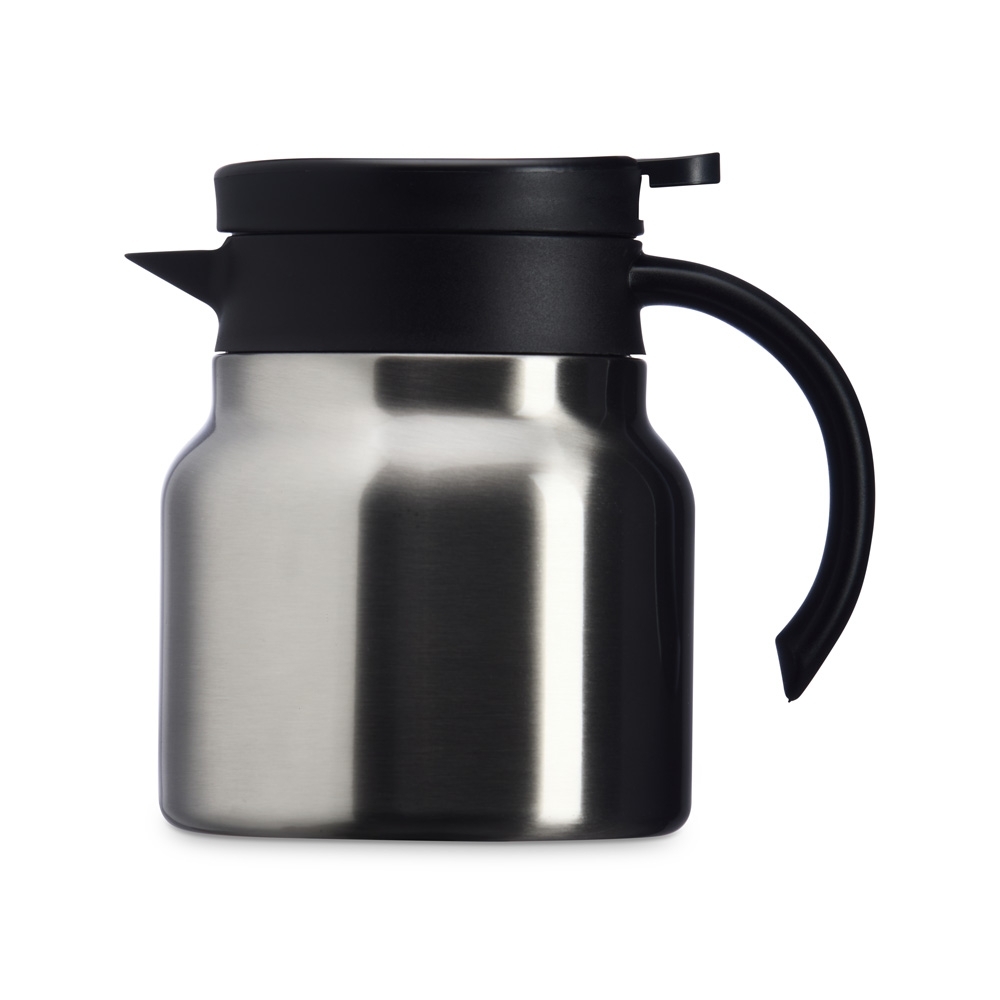 Chaleira térmica inox 750 ml com display LED e infusor personalizada com a logo da empresa, na cor inox