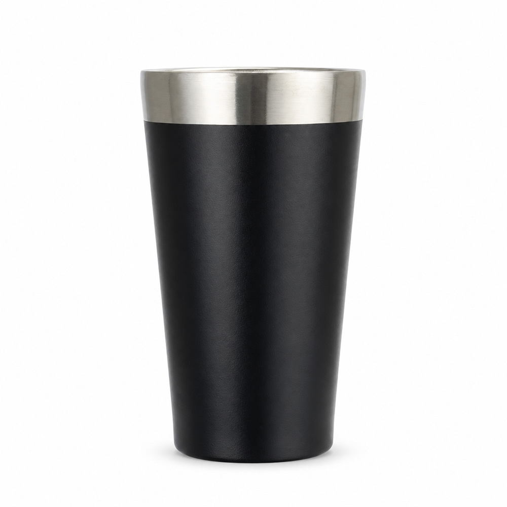 Copo inox parede dupla 470 ml na cor Preto, personalizado com a logo da empresa