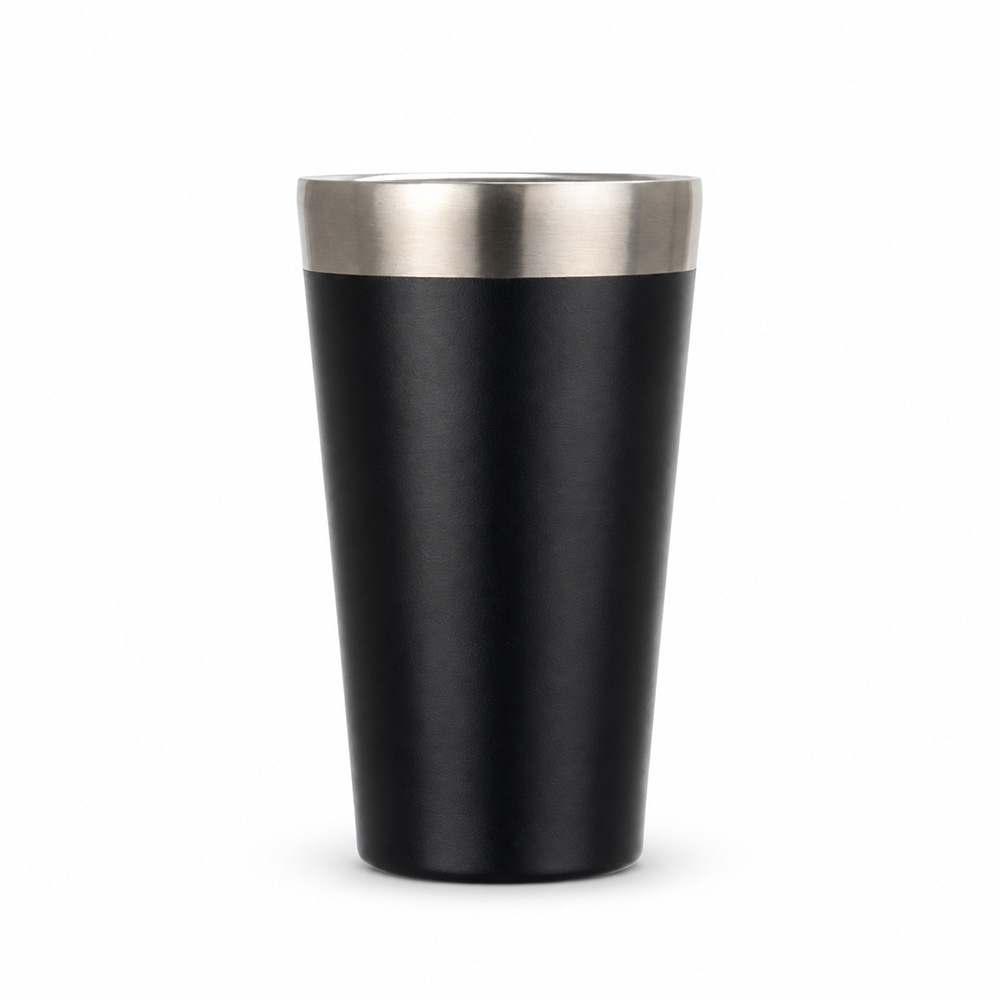 Copo inox parede dupla 470 ml na cor Preto, personalizado com a logo da empresa