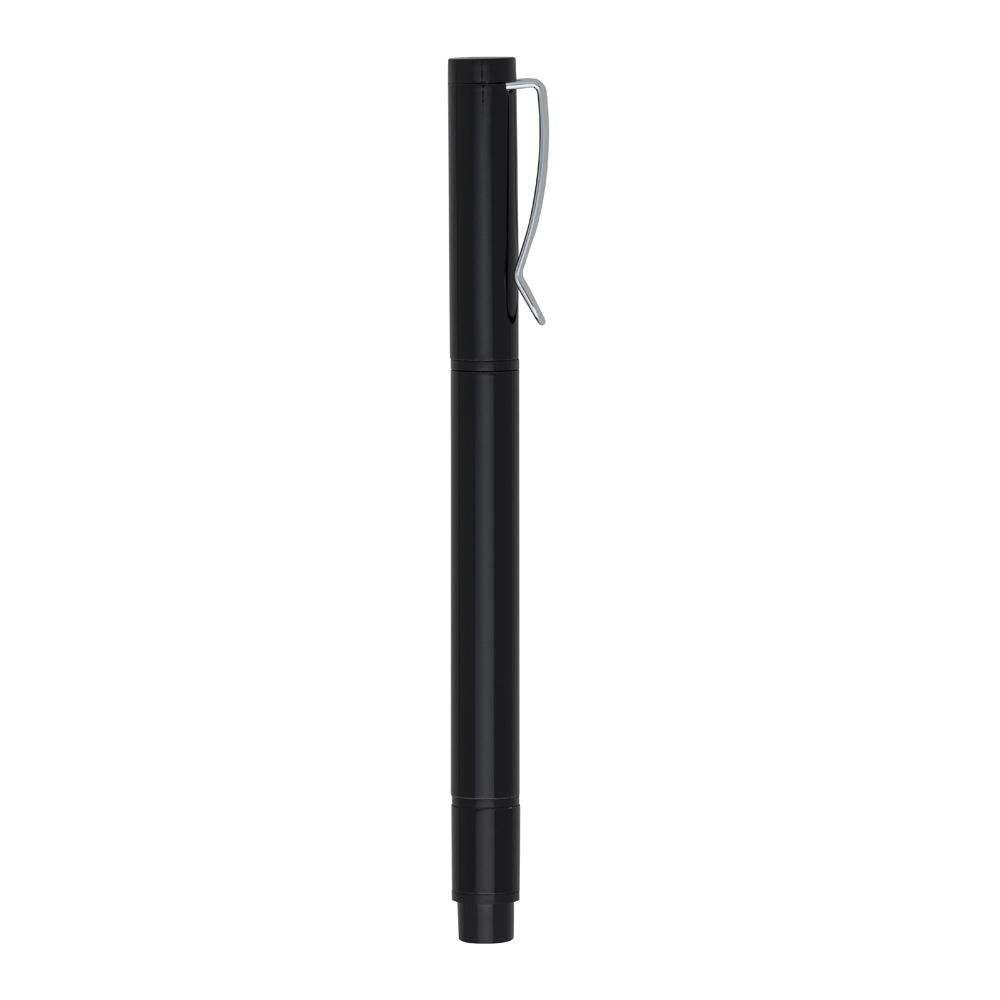 Caneta de metal com marca texto na cor Preto, personalizada com a logo da empresa
