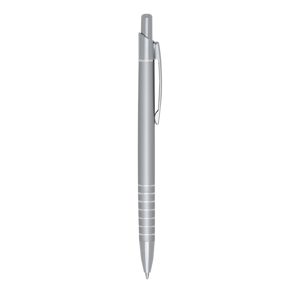 Caneta de metal com 7 aneis personalizada com a logo da empresa, na cor cromado