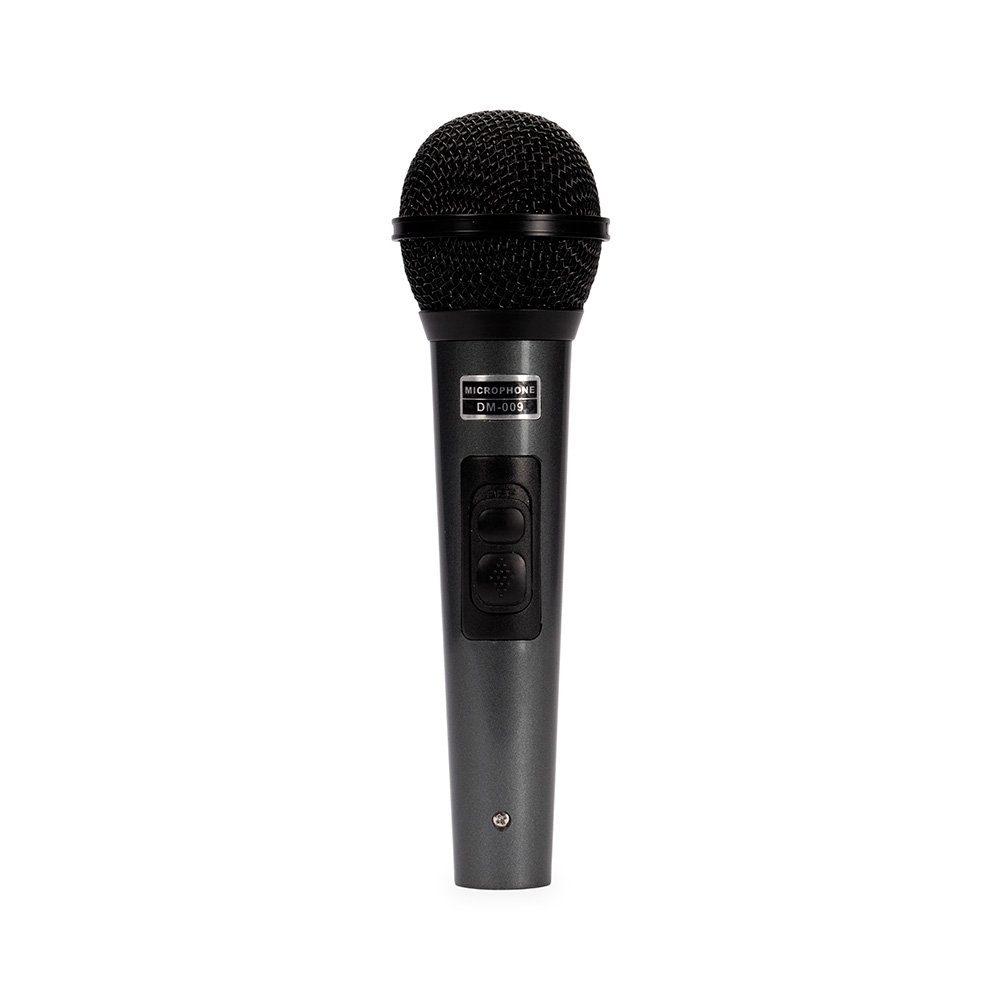 Microfone dinâmico de plástico na cor Preto, personalizado com a logo da empresa