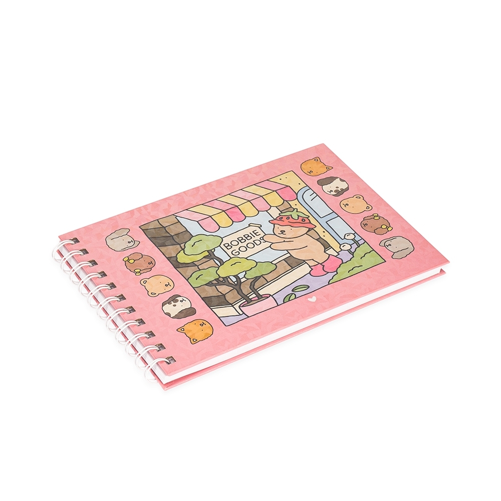 Caderno para colorir desenho animado com capa dura e espiral modelo 5 personalizado com a logo da empresa
