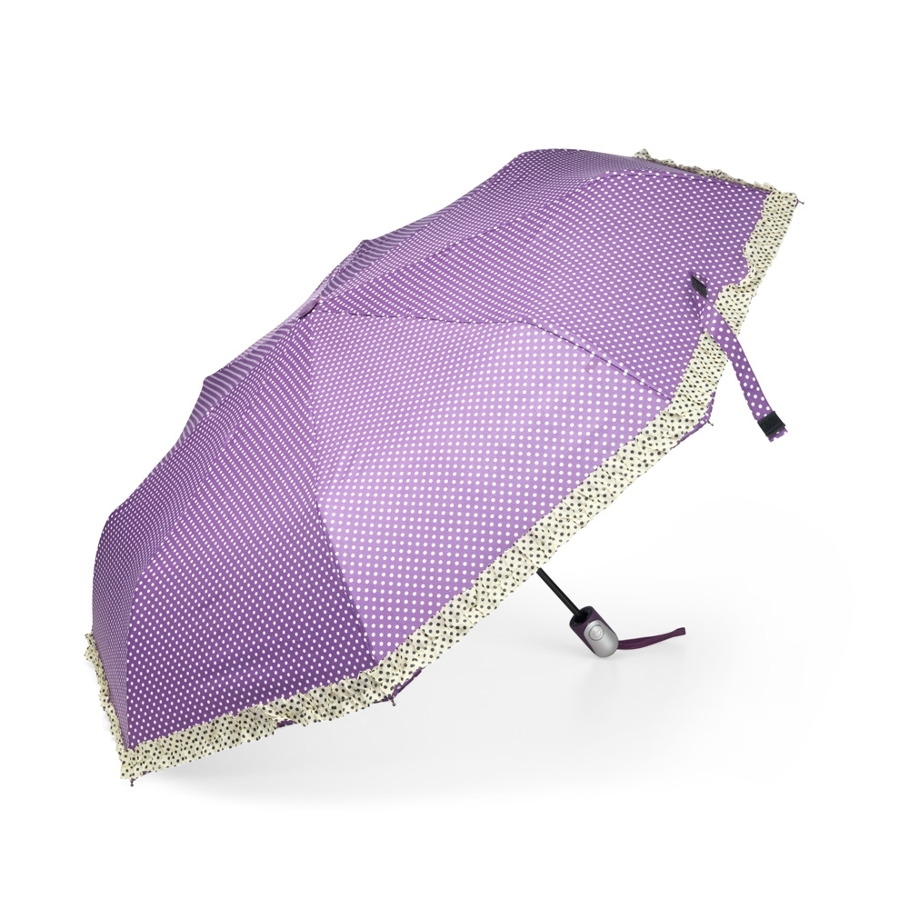 Guarda-chuva bolinha automático com 8 varetas personalizado com a logo da empresa, na cor roxo