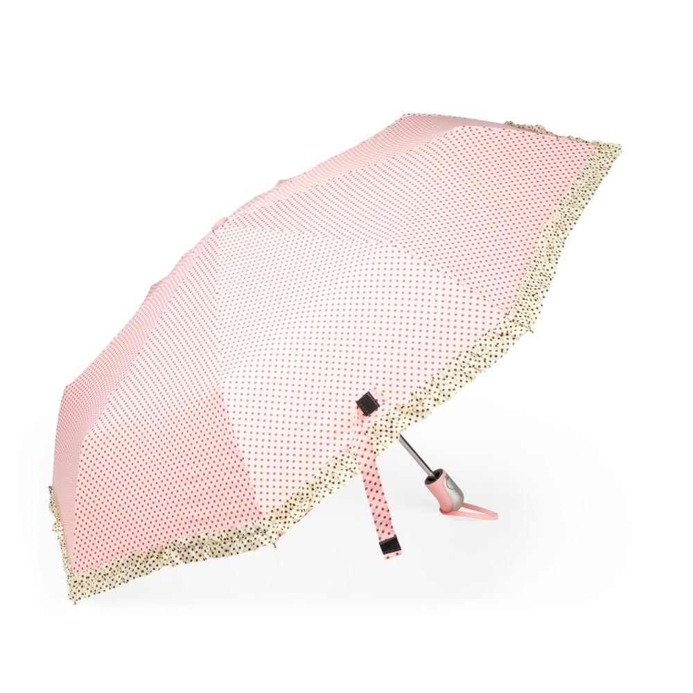 Guarda-chuva bolinha automático com 8 varetas personalizado com a logo da empresa, na cor rosa claro