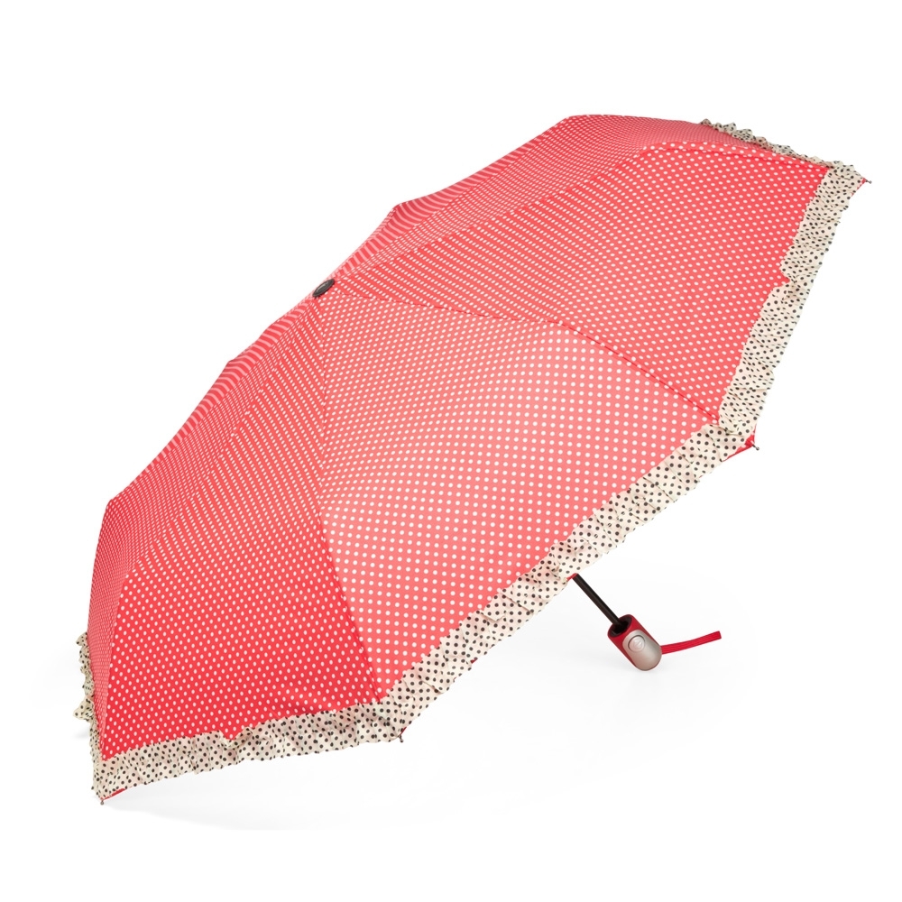 Guarda-chuva bolinha automático com 8 varetas personalizado com a logo da empresa, na cor vermelho