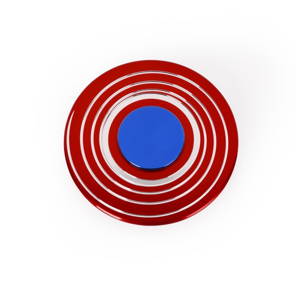 Spinner escudo de metal com estojo na cor Azul / Vermelho, personalizado com a logo da empresa