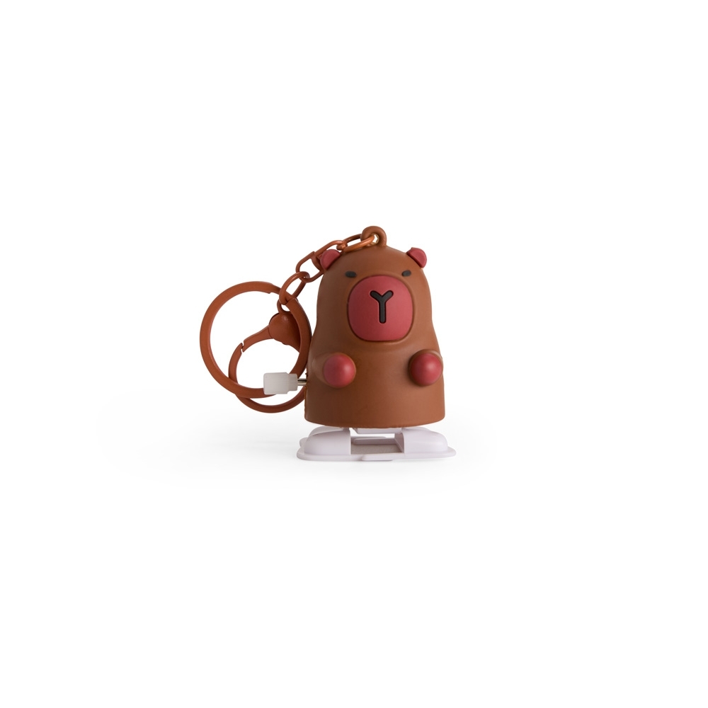 Chaveiro plástico capivara com mosquetão na cor Colorido, personalizado com a logo da empresa