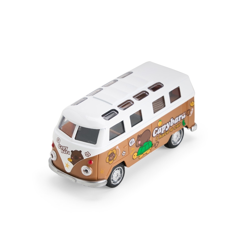 Carro miniatura na cor Marrom / Branco, personalizado com a logo da empresa