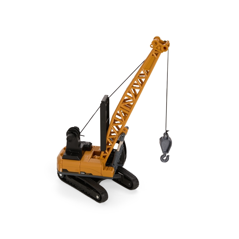 Guindaste miniatura de plástico na cor Amarelo / Preto, com a logo da empresa
