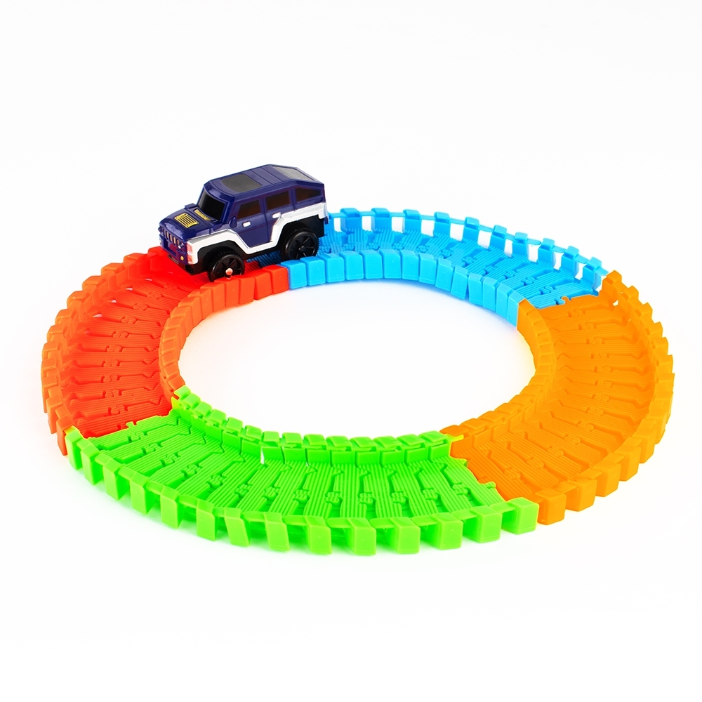 Carrinho de brinquedo de plástico com pista na cor Colorido, com a logo da empresa