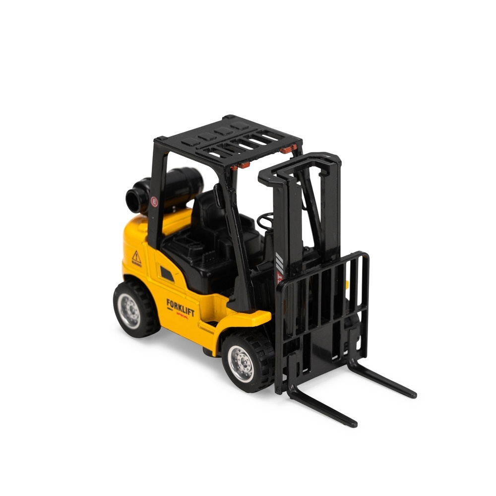 Miniatura de empilhadeira de plástico na cor Amarelo, com a logo da empresa