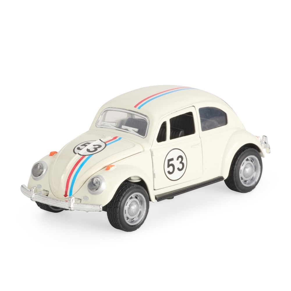Fusca herbie de metal com a logo da empresa