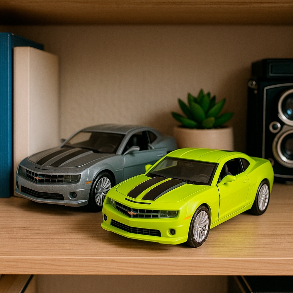 Carro miniatura de metal na cor Amarelo, personalizado com a logo da empresa