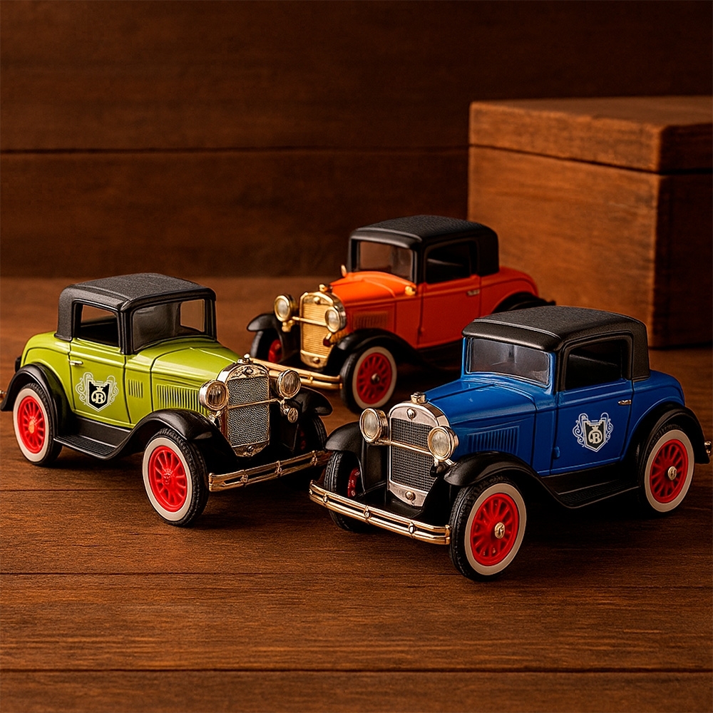 Carro miniatura na cor Azul / Amarelo, personalizado com a logo da empresa