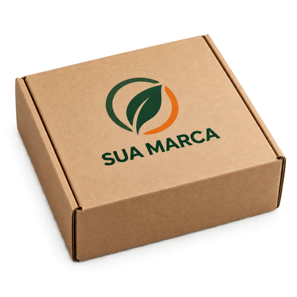Caixa kraft para kit personalizada com a logo da empresa